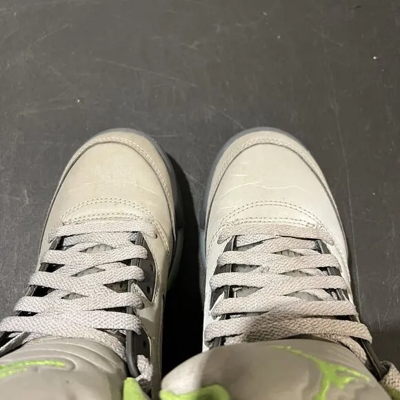 Jordan 5 Retro Green Bean Youth 6Y Silver Green Bean DQ3734-003 Basketball Shoes