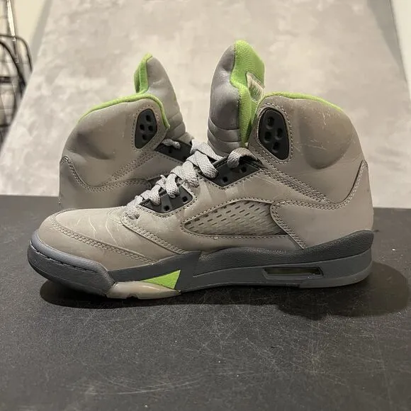 Jordan 5 Retro Green Bean Youth 6Y Silver Green Bean DQ3734-003 Basketball Shoes