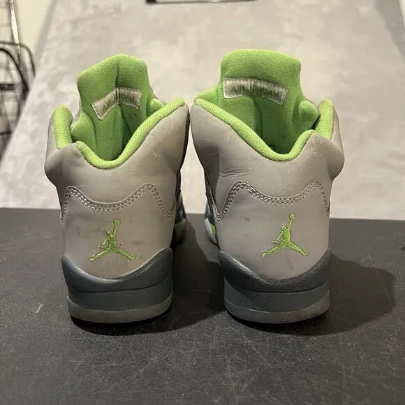 Jordan 5 Retro Green Bean Youth 6Y Silver Green Bean DQ3734-003 Basketball Shoes