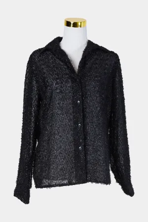 JORDAN Black Sparkle Sheer Shirt