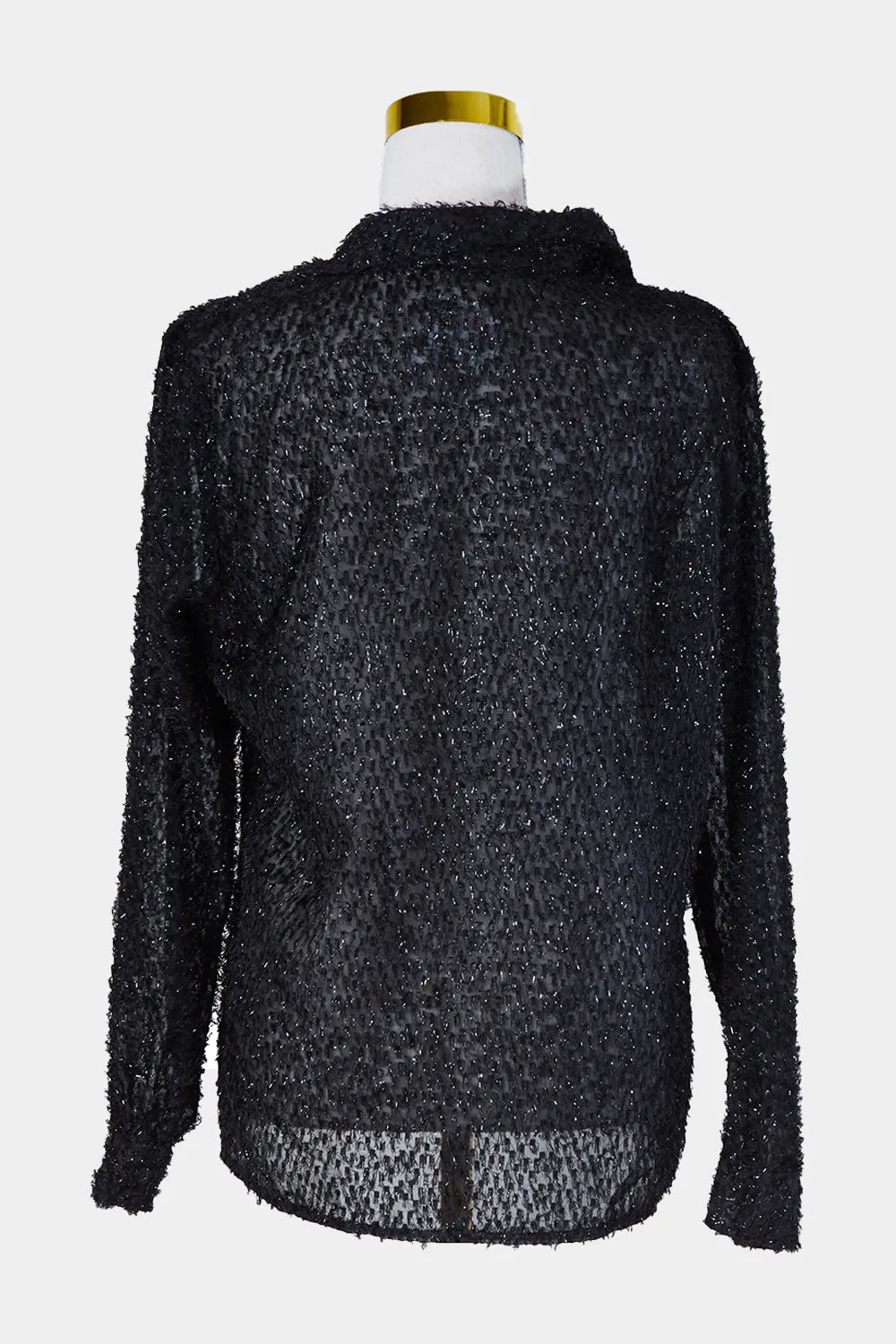 JORDAN Black Sparkle Sheer Shirt