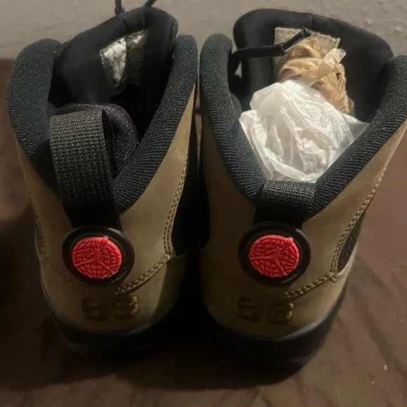 Jordan Men's Black and Brown Sneakers Retro 9 olive