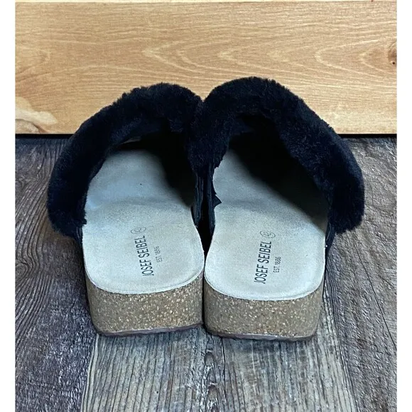 Josef Seibel Tonga 68 Suede Fur Lined Clogs Shoes Graphite Size 42 US 11