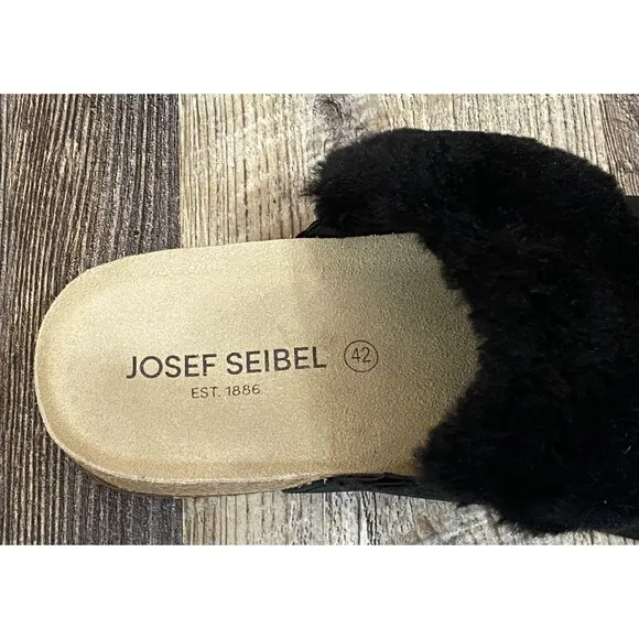 Josef Seibel Tonga 68 Suede Fur Lined Clogs Shoes Graphite Size 42 US 11