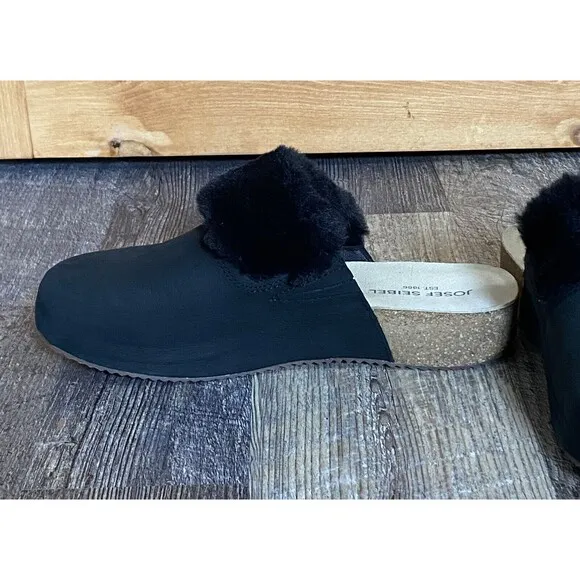 Josef Seibel Tonga 68 Suede Fur Lined Clogs Shoes Graphite Size 42 US 11