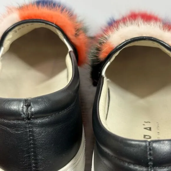 Joshua's Joshua Sanders Real Mink &amp; Leather Slip-On Sneakers Size 37/6.5