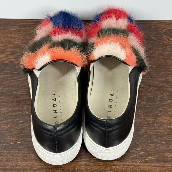 Joshua's Joshua Sanders Real Mink &amp; Leather Slip-On Sneakers Size 37/6.5