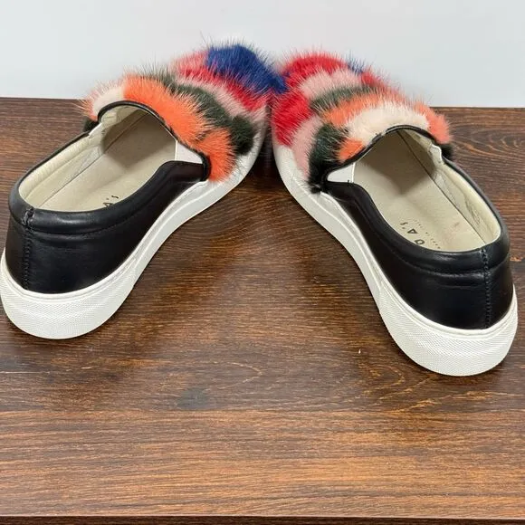 Joshua's Joshua Sanders Real Mink &amp; Leather Slip-On Sneakers Size 37/6.5