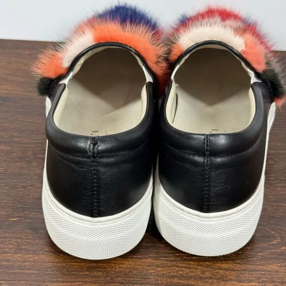 Joshua's Joshua Sanders Real Mink &amp; Leather Slip-On Sneakers Size 37/6.5
