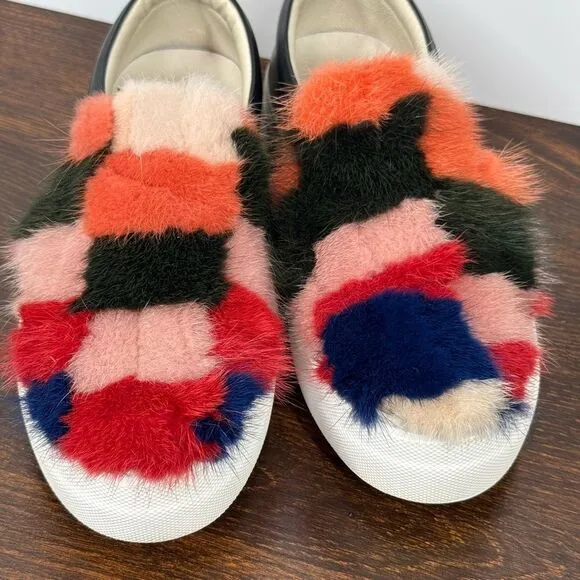 Joshua's Joshua Sanders Real Mink &amp; Leather Slip-On Sneakers Size 37/6.5