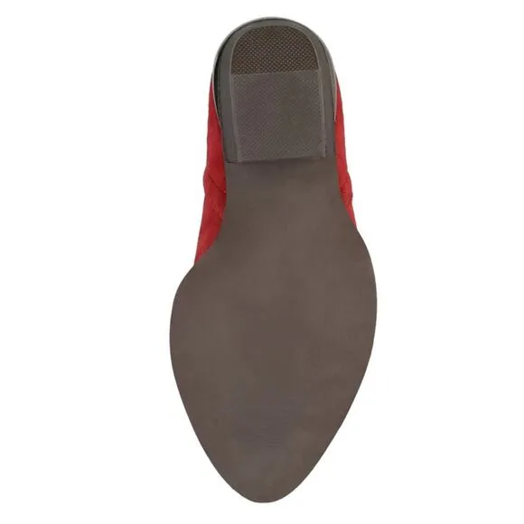 JOURNEE COLLECTION &quot;ISSLA&quot; RED FAUX SUEDE  POINTED TOE BLOCK HEEL ANKLE BOOTS🆕
