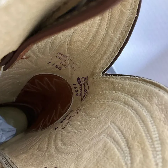 JUSTIN 1632 Brown Orange Classic Western Cowboy Boots Mens 11.5B Preowned