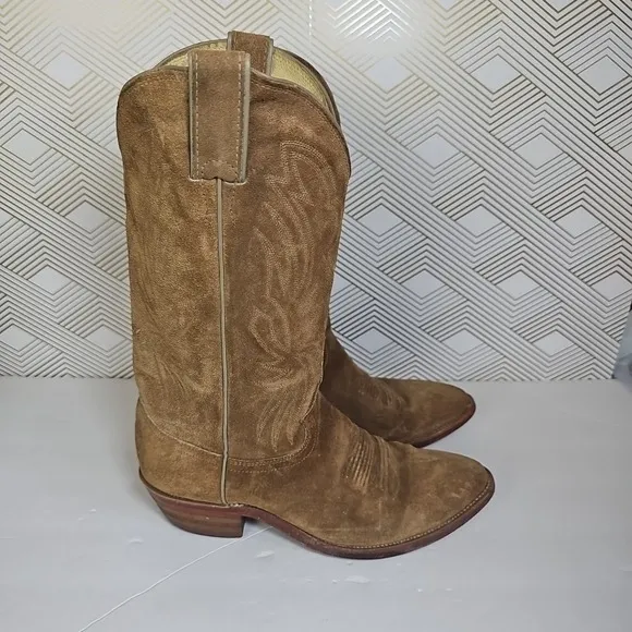JUSTIN 2088 Mens 8D Beige Sand Russett Suede Leather RODEO DANCEHALL Boots