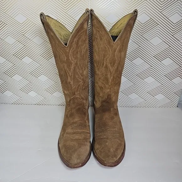 JUSTIN 2088 Mens 8D Beige Sand Russett Suede Leather RODEO DANCEHALL Boots