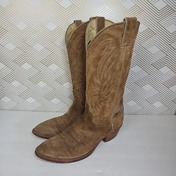 JUSTIN 2088 Mens 8D Beige Sand Russett Suede Leather RODEO DANCEHALL Boots