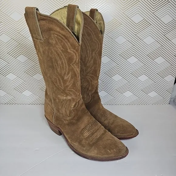 JUSTIN 2088 Mens 8D Beige Sand Russett Suede Leather RODEO DANCEHALL Boots