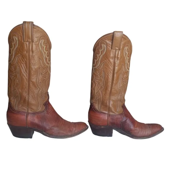 Justin Boots L 4520 Classic cowboy boots in tan and brown Women's Size 6.5 B.