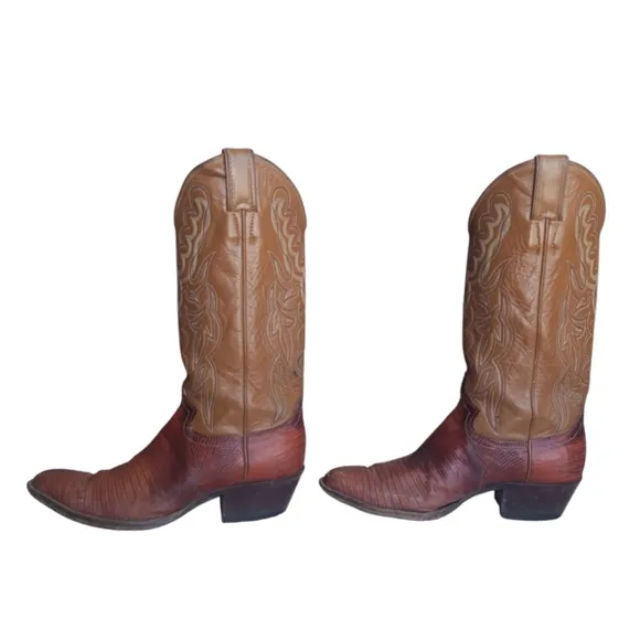 Justin Boots L 4520 Classic cowboy boots in tan and brown Women's Size 6.5 B.