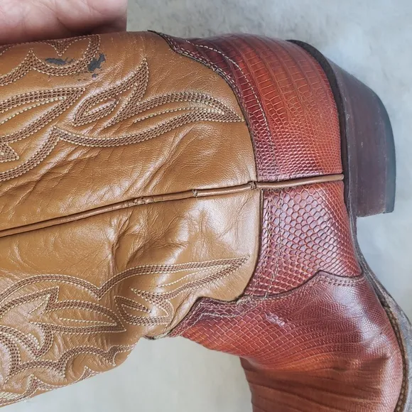Justin Boots L 4520 Classic cowboy boots in tan and brown Women's Size 6.5 B.