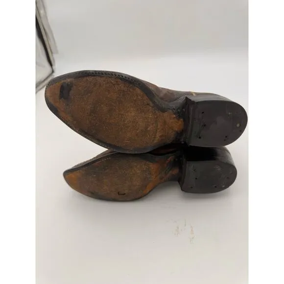 Justin Boots Men's Size 9 Western Leather Lizard Skin Cowboy Boots Brown