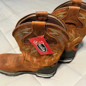 Justin Boots Tan Leather Hiviz Western Boots