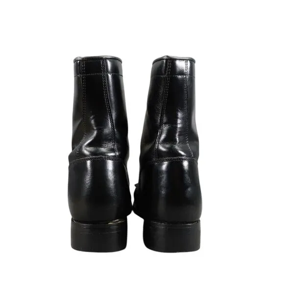 Justin Boots Women 6.5 Diamond J Lace Western Leather Black Classic Kiltie Retro