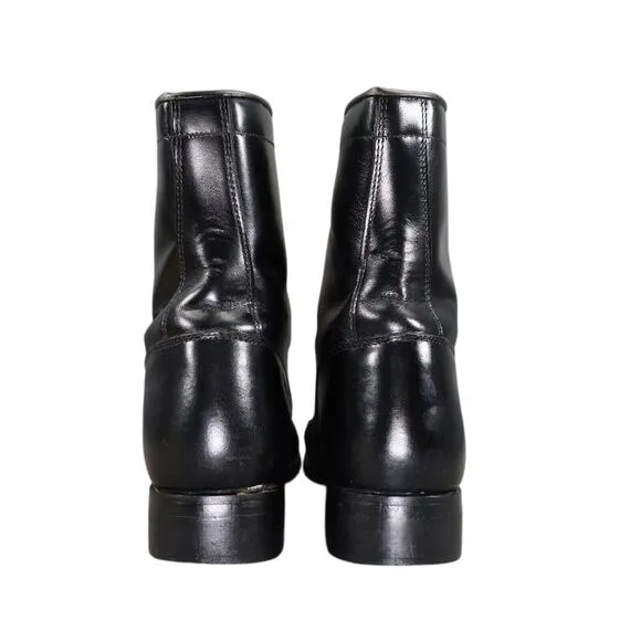 Justin Boots Women 6.5 Diamond J Lace Western Leather Black Classic Kiltie Retro