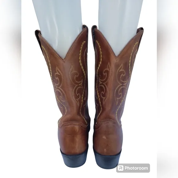 Justin L4936 Ladies Classic Western w Golden Saltillo Heeled Cowgirl Boots SZ 8