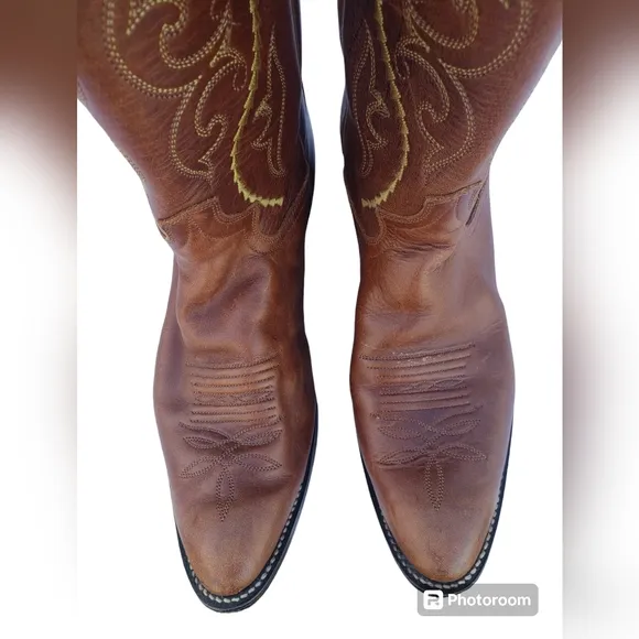Justin L4936 Ladies Classic Western w Golden Saltillo Heeled Cowgirl Boots SZ 8