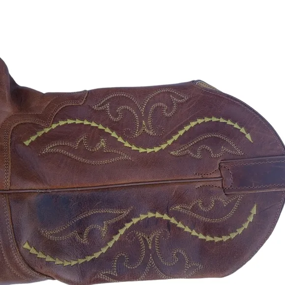 Justin L4936 Ladies Classic Western w Golden Saltillo Heeled Cowgirl Boots SZ 8