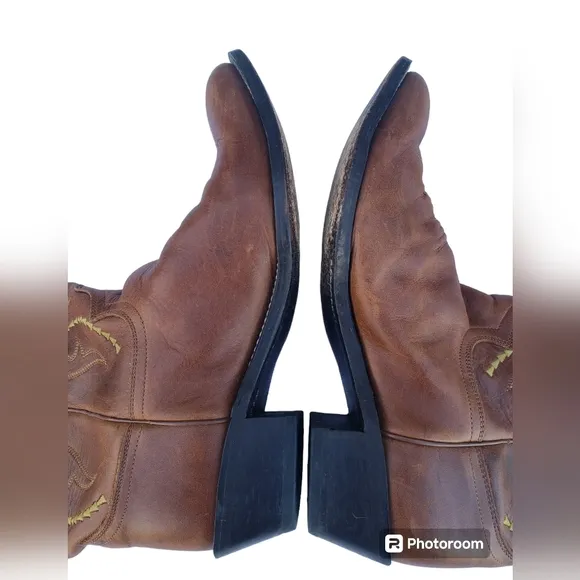 Justin L4936 Ladies Classic Western w Golden Saltillo Heeled Cowgirl Boots SZ 8