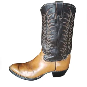 Justin Men's Brown and Black Western Cowboy Boots Style 2396. Size 9.5 B