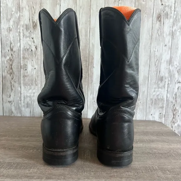 Justin Roper Men's Black Leather Boots Western 8