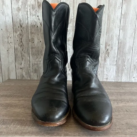 Justin Roper Men's Black Leather Boots Western 8