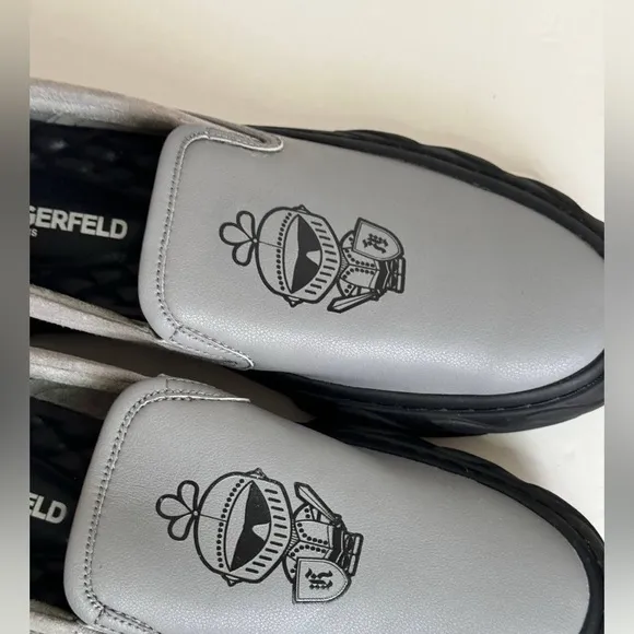 Karl Lagerfeld Mens Low Top Slip On Shoes Gray Leather  Sz 8.5 9.5 12 NEW