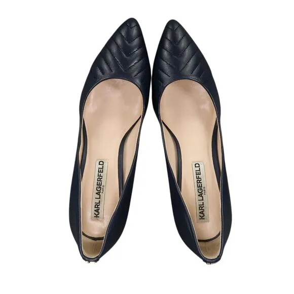 Karl Lagerfeld Shoes Womens 6 Pumps Pointed Toe Roulle Quilted Leather Fashion