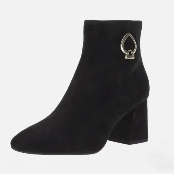Kate Spade Alihandra Luxe Suede Ankle Boots Black Women's 7.5