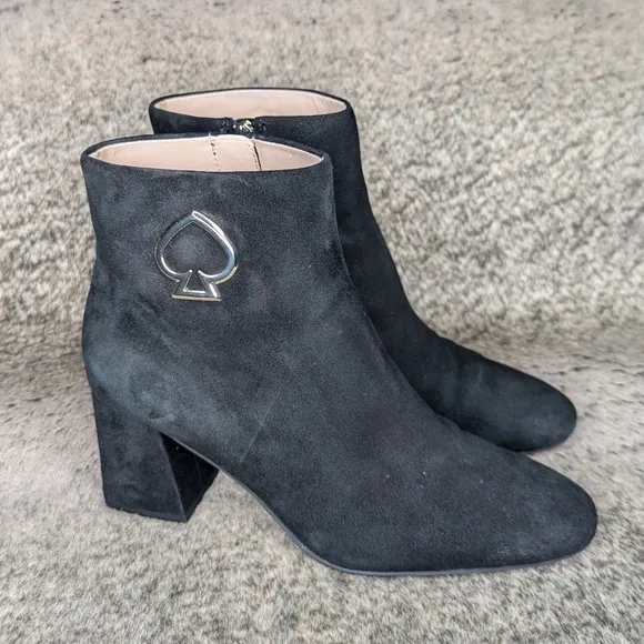 Kate Spade Alihandra Luxe Suede Ankle Boots Black Women's 7.5
