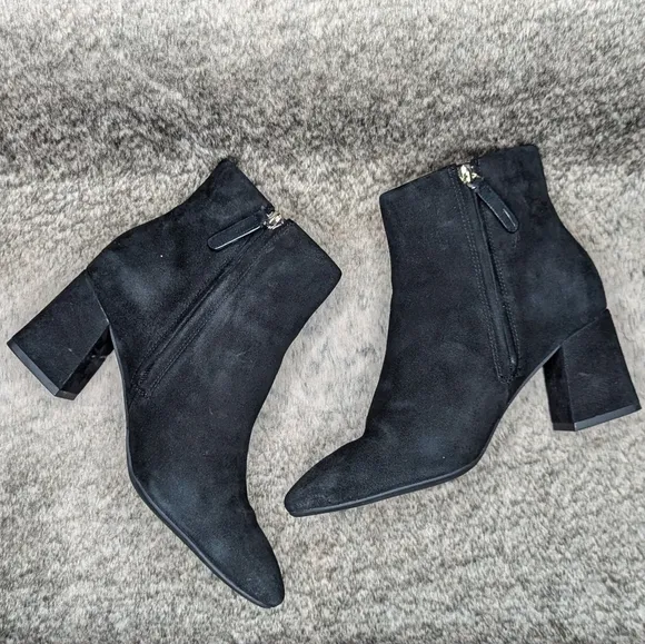 Kate Spade Alihandra Luxe Suede Ankle Boots Black Women's 7.5
