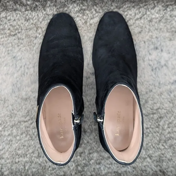 Kate Spade Alihandra Luxe Suede Ankle Boots Black Women's 7.5