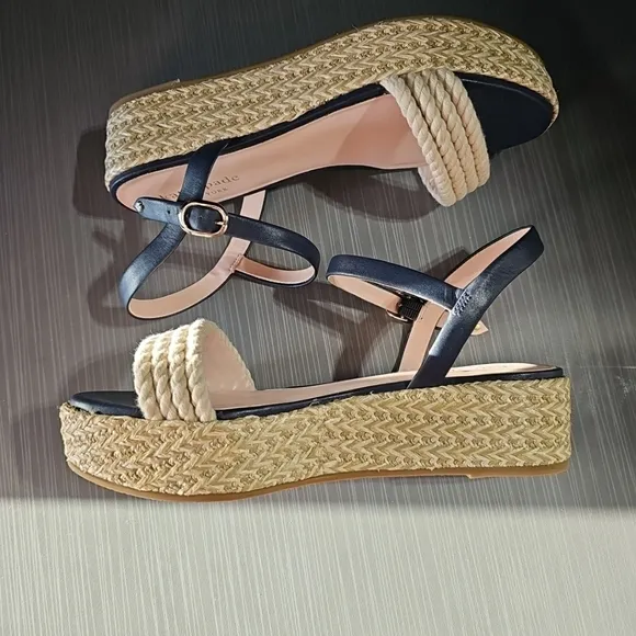 Kate Spade Benett Rope Navy Platform‎ Sandals Women's Size 8 NWOT Condition