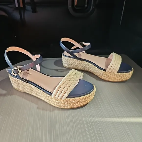 Kate Spade Benett Rope Navy Platform‎ Sandals Women's Size 8 NWOT Condition