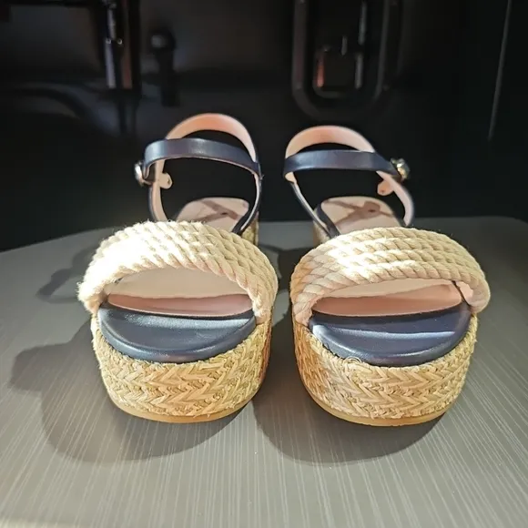 Kate Spade Benett Rope Navy Platform‎ Sandals Women's Size 8 NWOT Condition