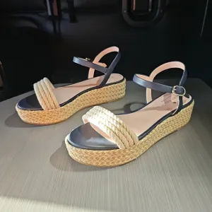 Kate Spade Benett Rope Navy Platform‎ Sandals Women's Size 8 NWOT Condition