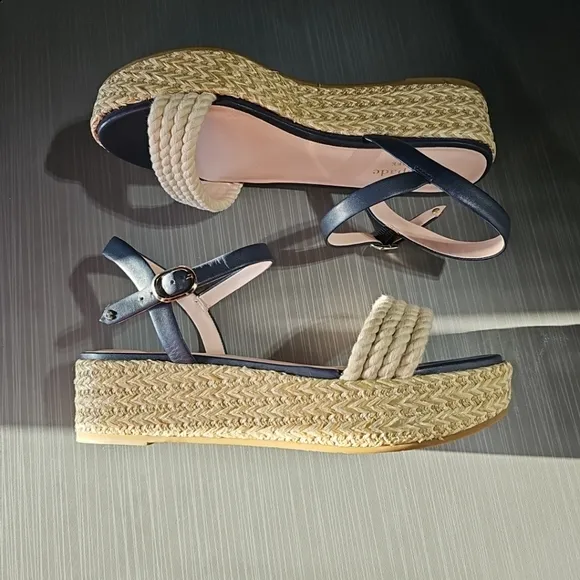 Kate Spade Benett Rope Navy Platform‎ Sandals Women's Size 8 NWOT Condition