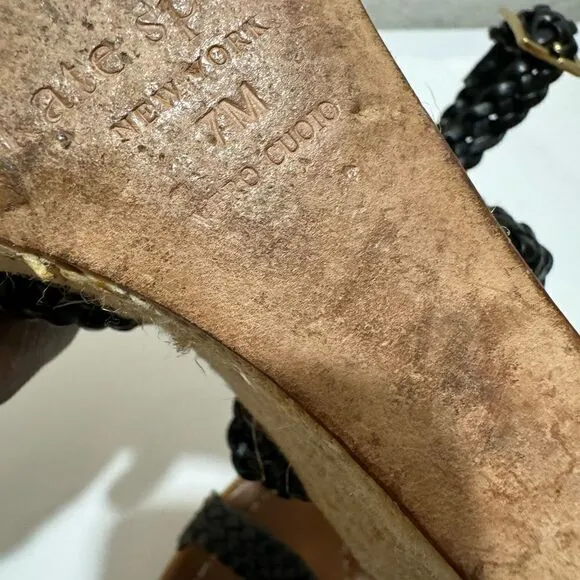 Kate Spade Espadrille woven black Wedge Heel Sandals Size 7 M
