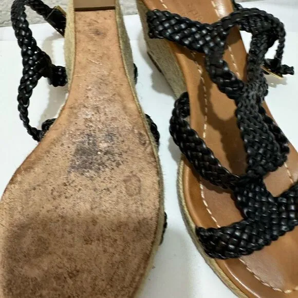 Kate Spade Espadrille woven black Wedge Heel Sandals Size 7 M