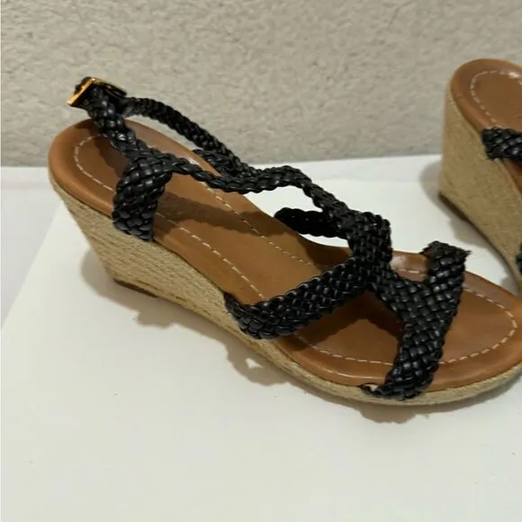 Kate Spade Espadrille woven black Wedge Heel Sandals Size 7 M