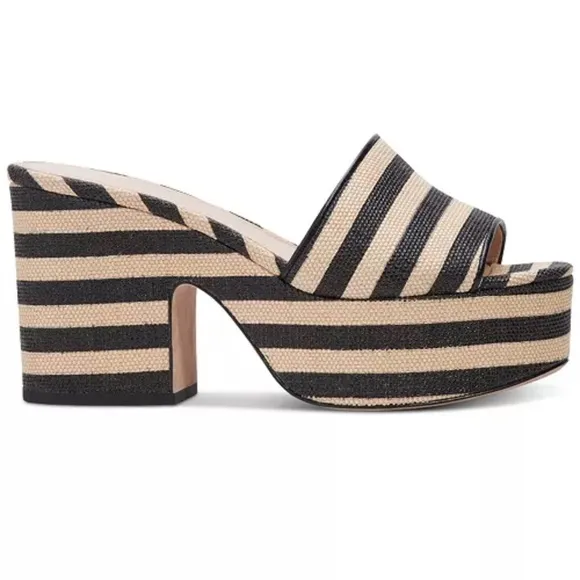Kate Spade New York Ibiza Platform Sandals Black White Stripe