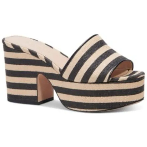 Kate Spade New York Ibiza Platform Sandals Black White Stripe
